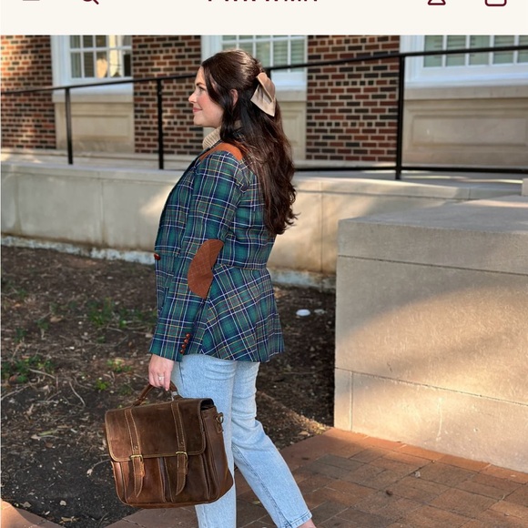 The "Old Girl" Green Plaid Equestrian Women's Blazer Suit Jacket - Picture 2 of 7